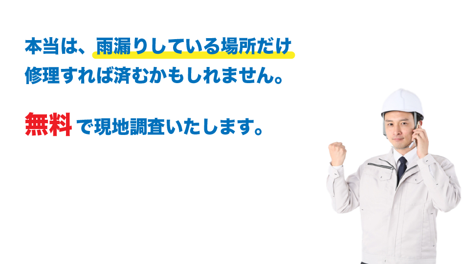 雨漏りしている部分の修理だけで済むかもしれません