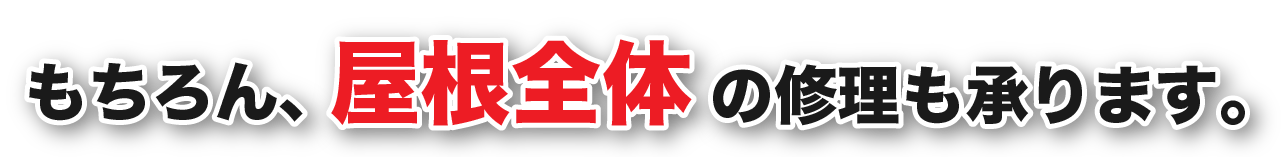 もちろん、屋根全体の修理も承ります。